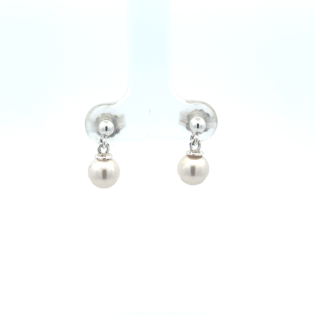 Boucles d'oreilles pendantes argent, perles d'eau douce