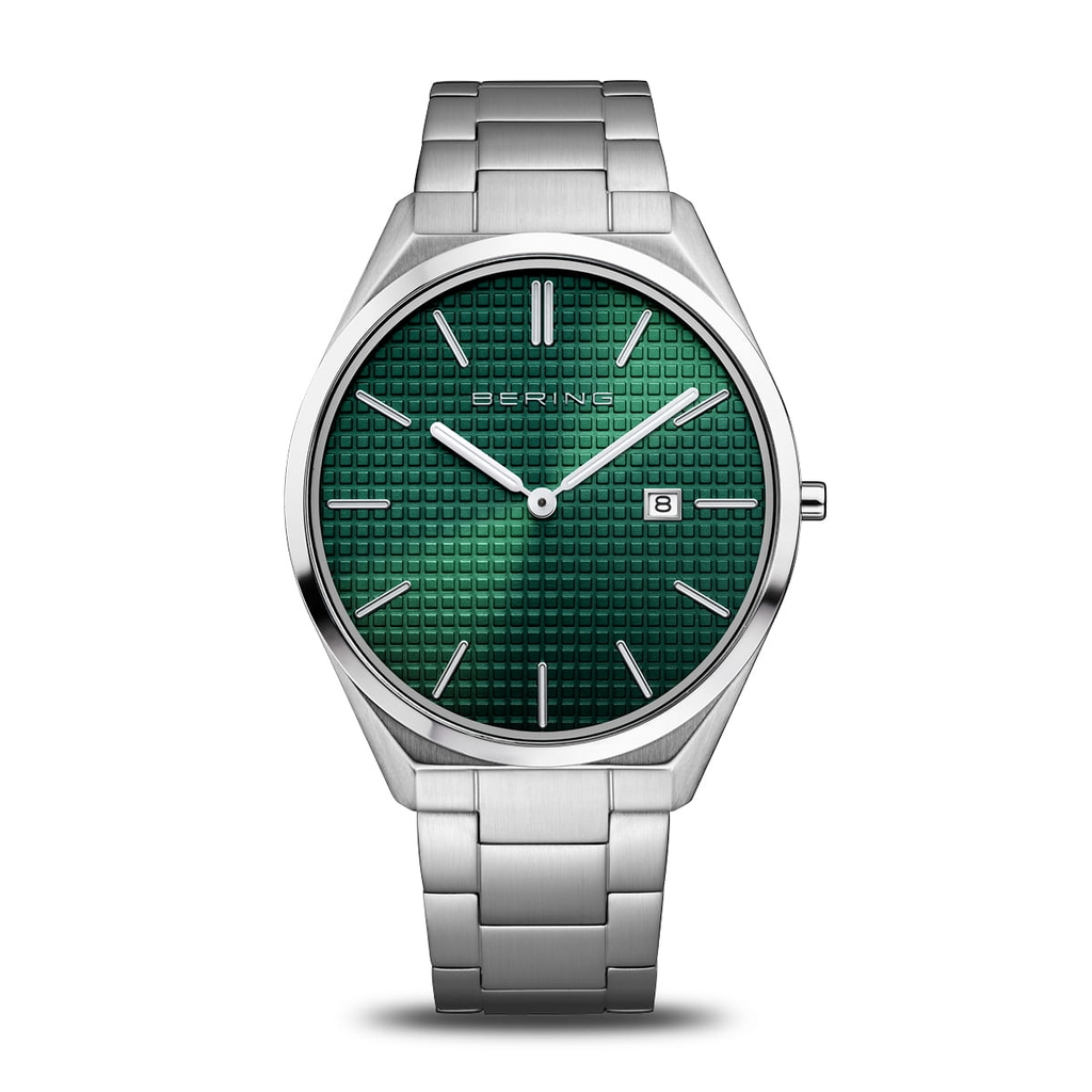 Montre acier inoxydable, fond vert - 17240-708 - Bering