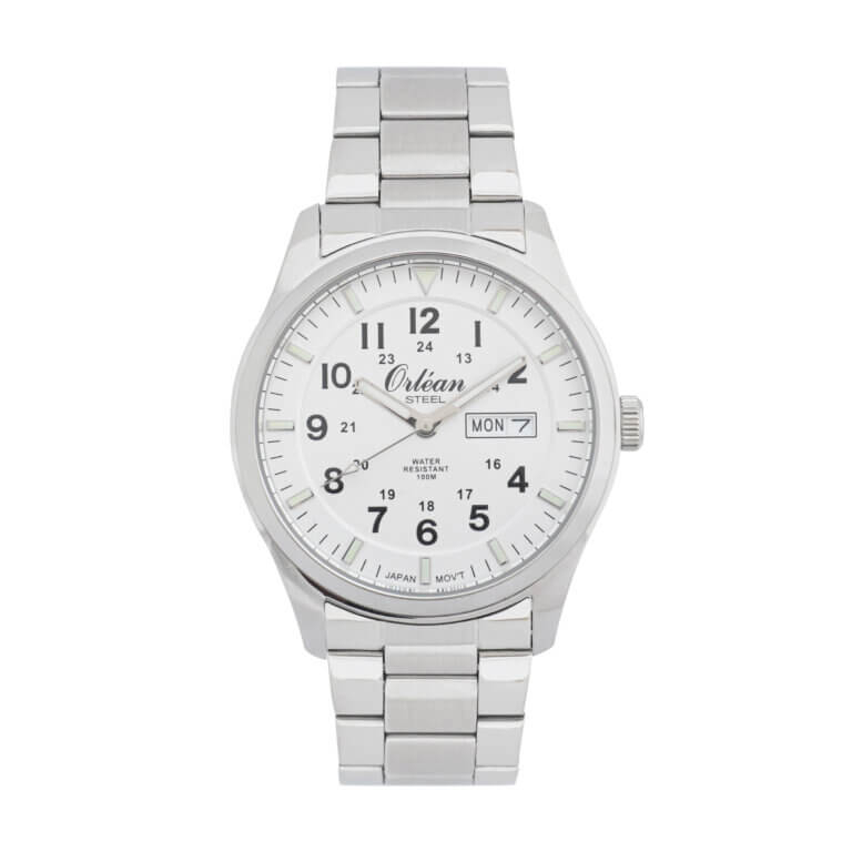 Montre acier inoxydable, fond blanc - ME3453 - Orlean