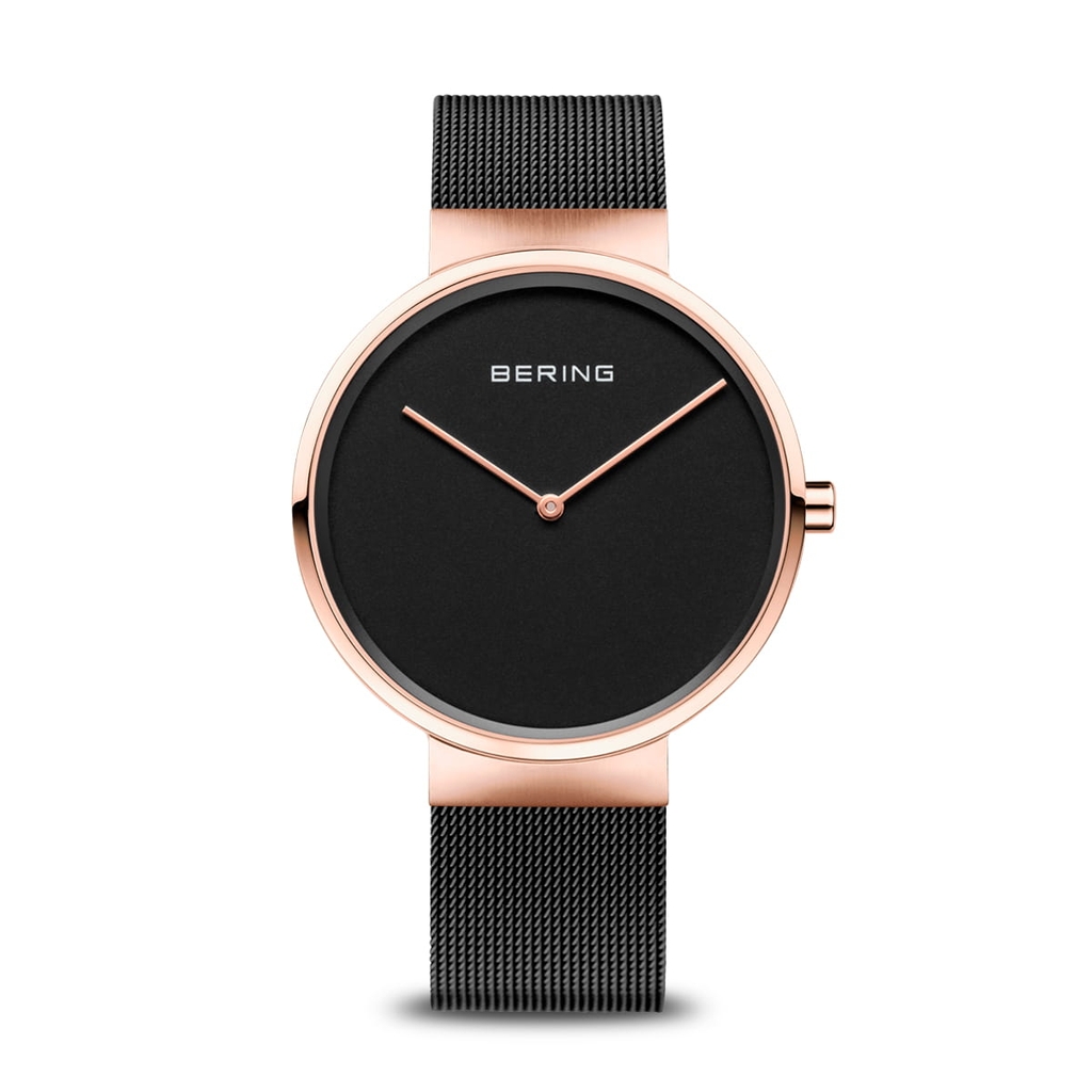 Montre femme acier noir boitier rose gol - 14539-166 - Bering
