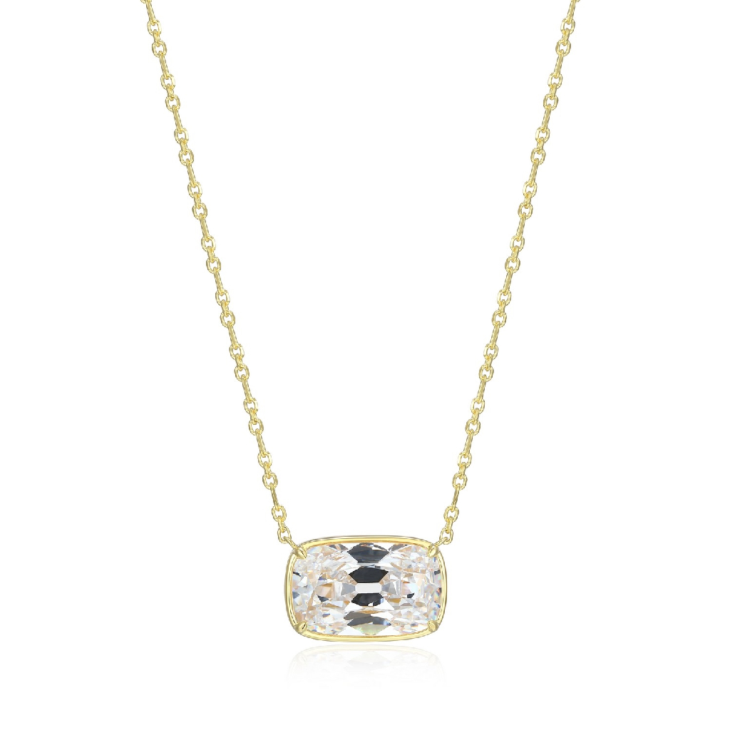 Collier Serenelle, argent finition or jaune, zircon incolore