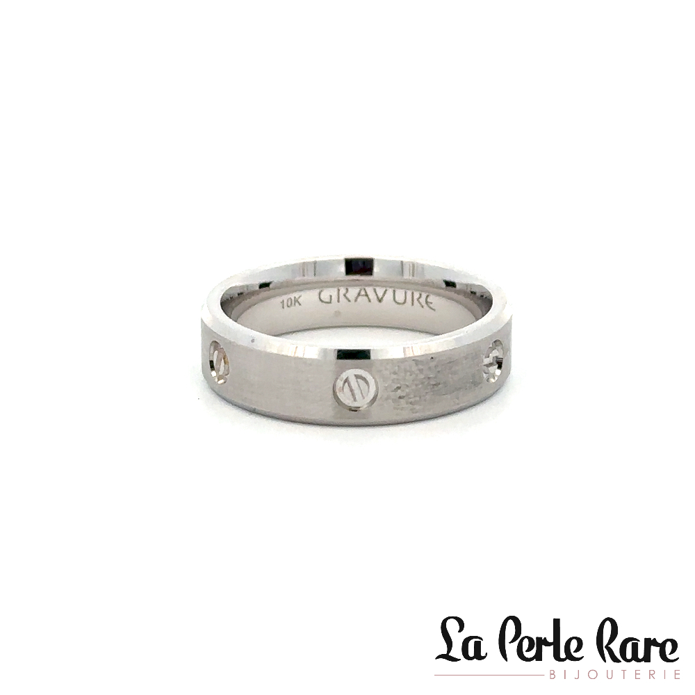 Jonc de style Cartier, or blanc 10 carats - FH6-1238 - Malo