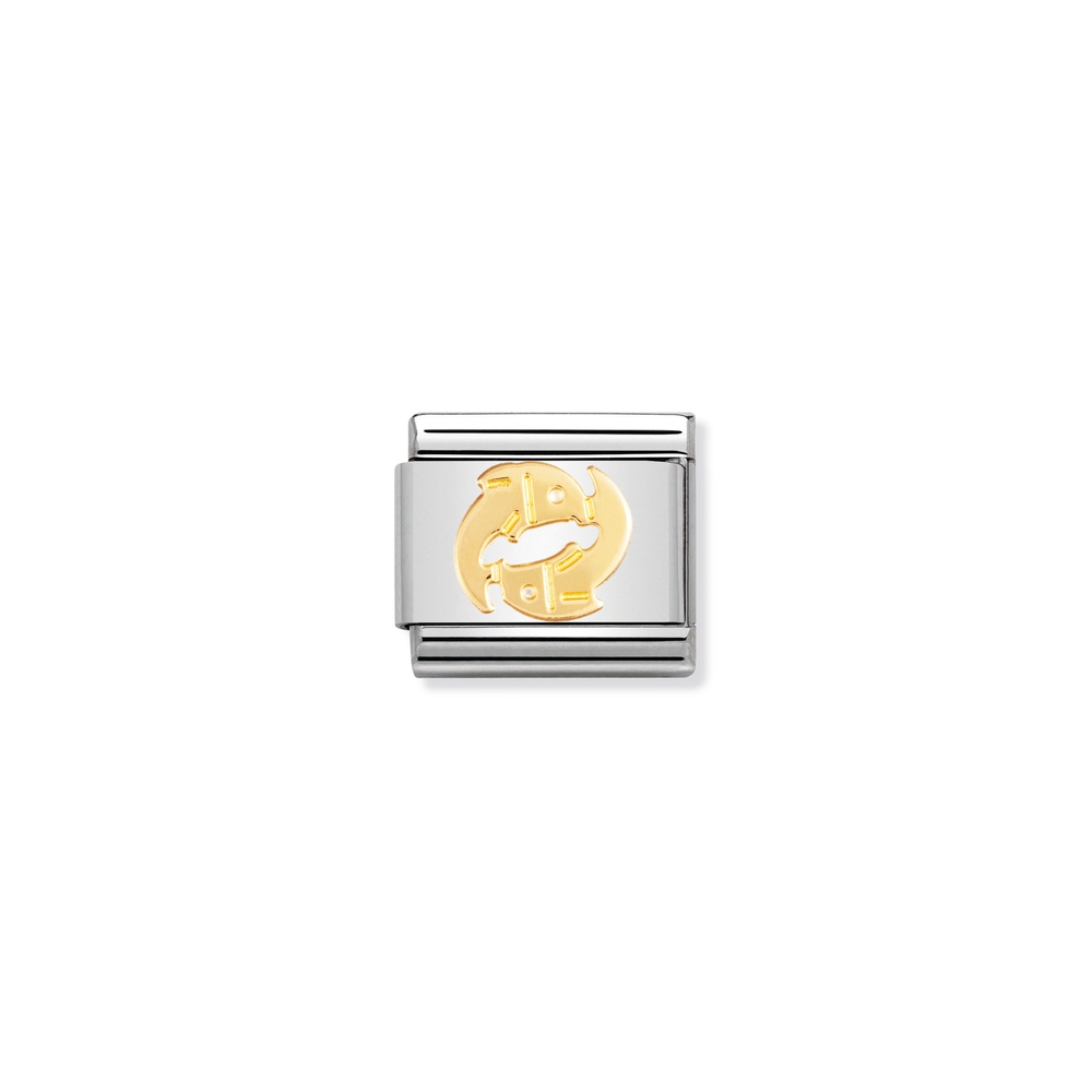 Maille classique zodiaque Poissons, acier inoxydable, finition or jaune 18 carats - 03010412 - NOMINATION