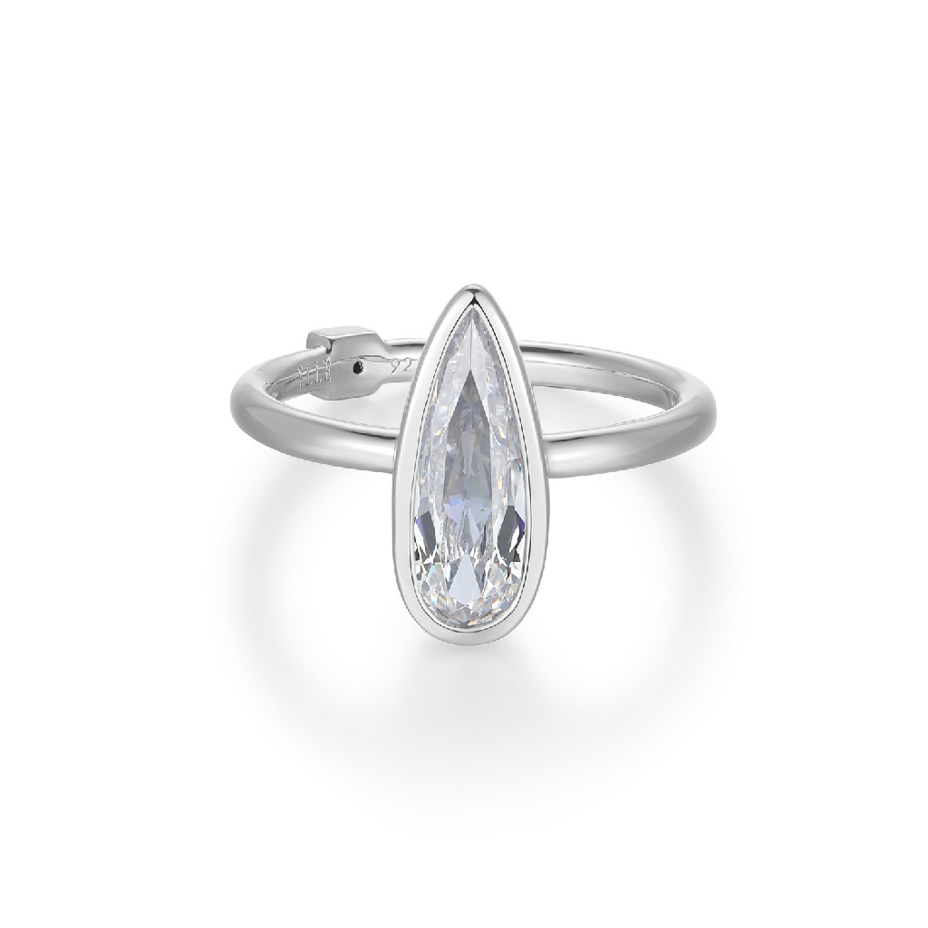 Bague argent rhodié, zircon incolore - R4LAKL00AC - Elle