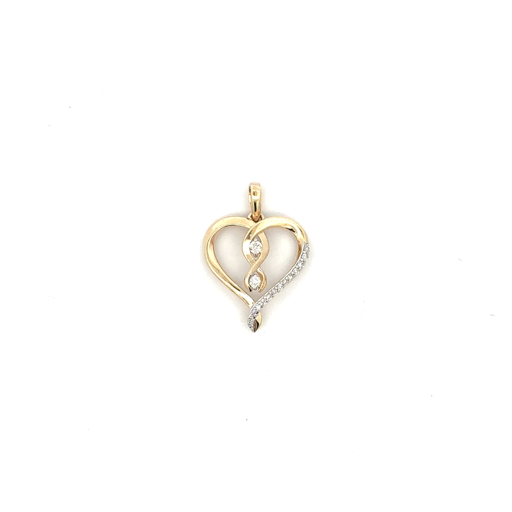 Pendentif coeur et symbole de l'infini, or jaune 10 carats, 10 points de diamant total - SKP46616-10 - Exclusivités