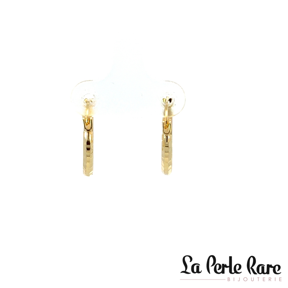 Anneaux ovales texturés, or jaune 10 carats - LPR-2859 - Exclusivités
