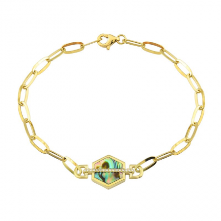 Bracelet or jaune, abalone 71 pts, 4 pts dia tot Bracelet or jaune, abalone 71 pts, 4 pts dia tot