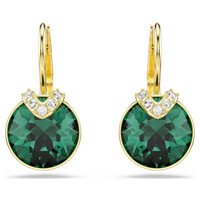 Boucles d'oreilles pendantes métal finition doré, cristaux verts et blancs - 5735389 - Swarovski