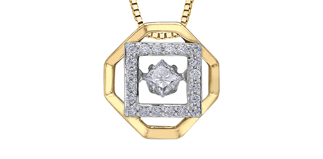 Pendentif or 2 tons, style pulse avec 27 points diamants total - DD8128YW27 - Corona