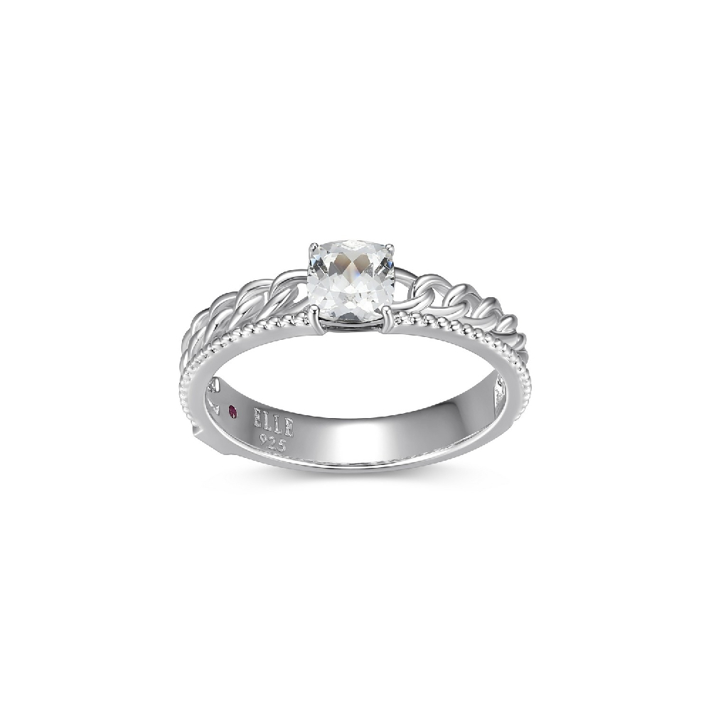 Bague argent rhodié, saphir blanc de laboratoire - R4LAJPDCA8 - Elle