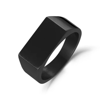 Bague chevalière, acier inoxydable noir