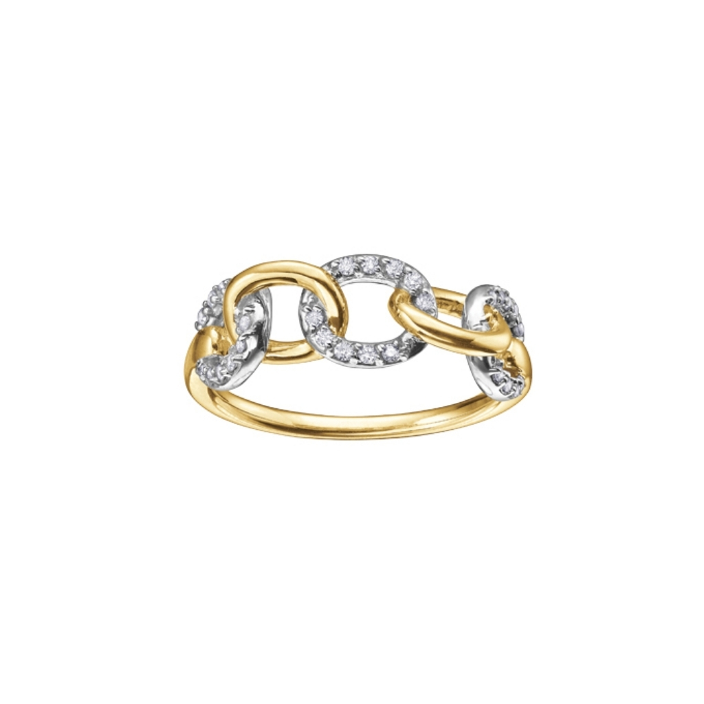 Bague deux tons or jaune et blanc diamants 15 pts - DD2755 - Corona
