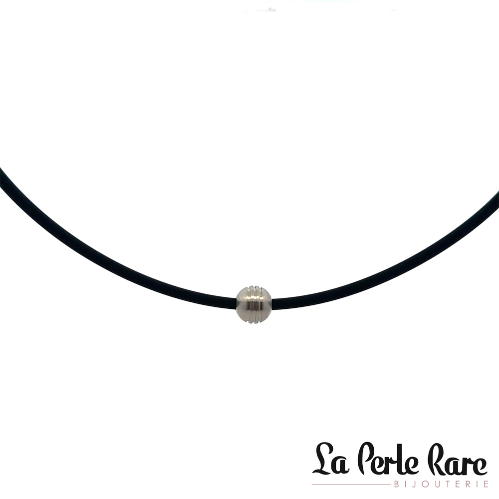 Collier acier inoxydable, silicone noir - 175-4060645 - Steelx