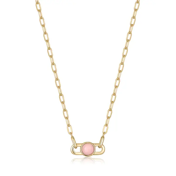 Collier argent doré, quartz rose - N045-05G-RQ - Ania Haie