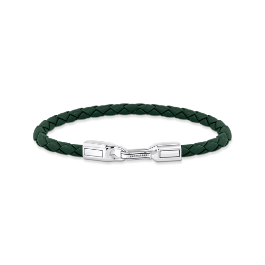 Bracelet cuir vert tressé, argent - A2149-682-6-L21 - Thomas Sabo