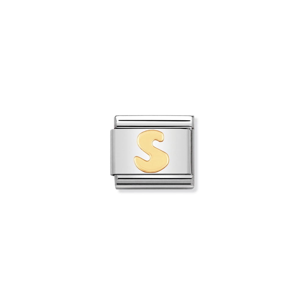 Maille classique lettre S, acier inoxydable, finition or jaune 18 carats - 03010119 - NOMINATION