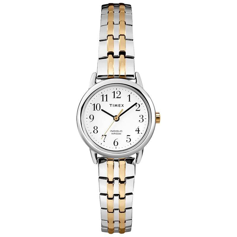 Montre extensible métal 2 tons (blanc/jaune), fond blanc - T2P298GP - Timex