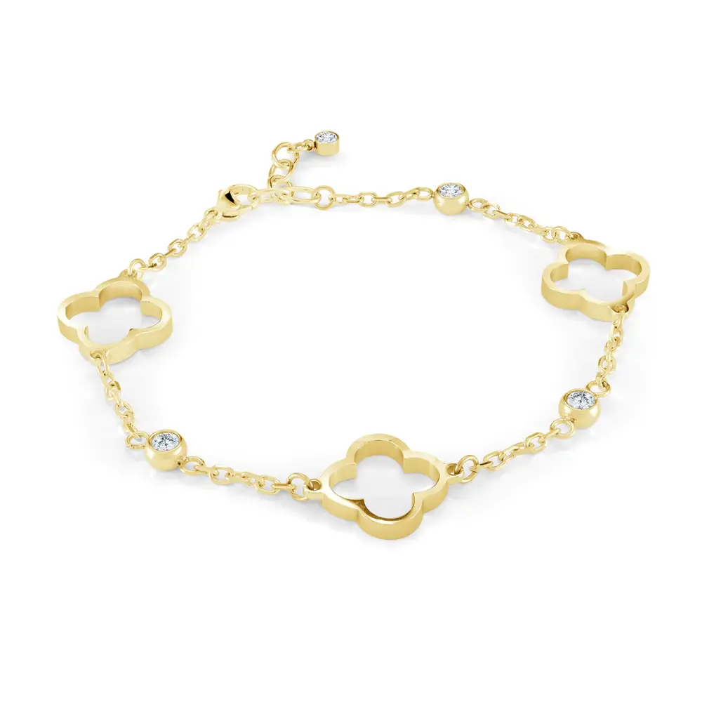 Bracelet acier doré, zircons
