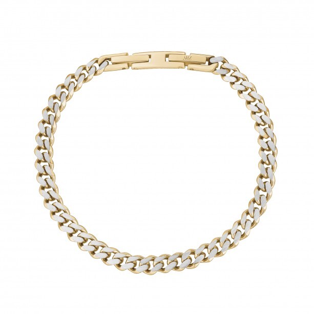 Bracelet cubain, acier 2 tons (jaune/blanc) Bracelet cubain, acier 2 tons (jaune/blanc)