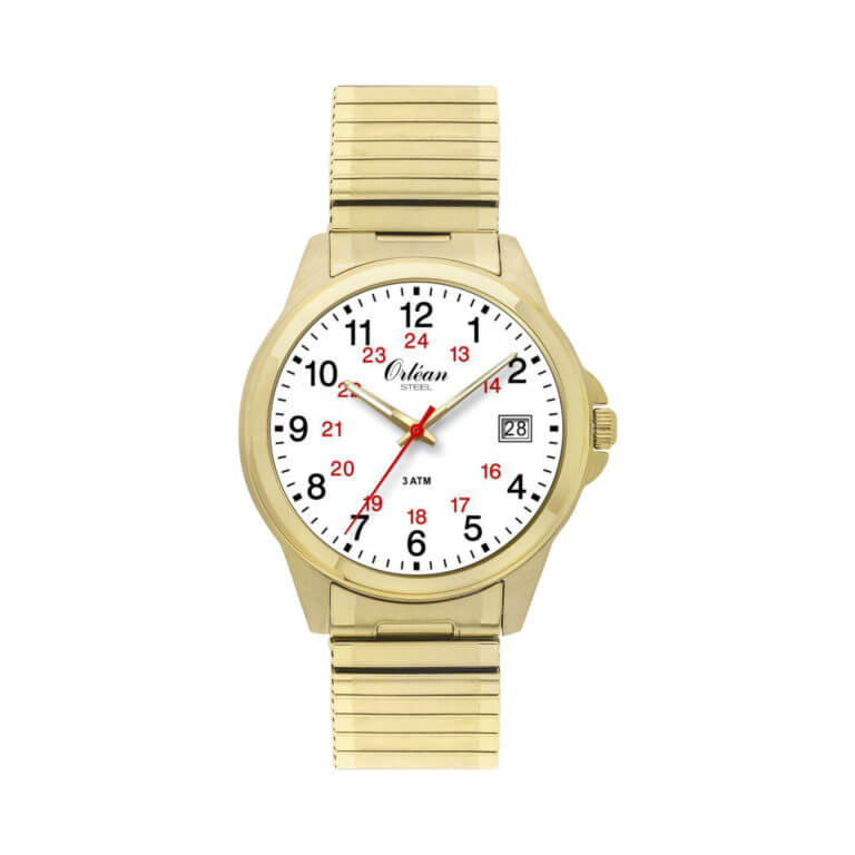 Montre extensible, acier inoxydable doré, fond blanc - ME3342 - Orlean