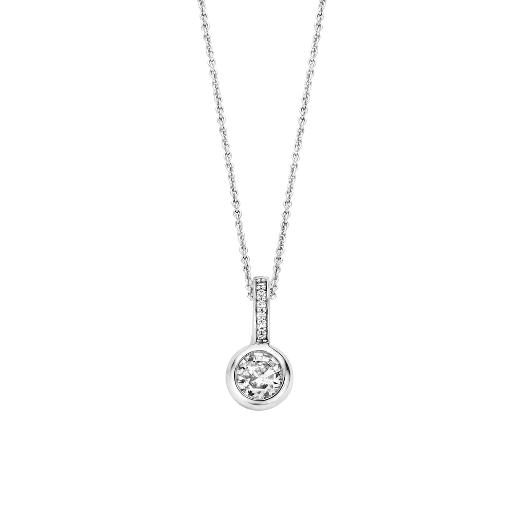 Pendentif solitaire, argent rhodié, zircons - 6739ZI - Ti Sento