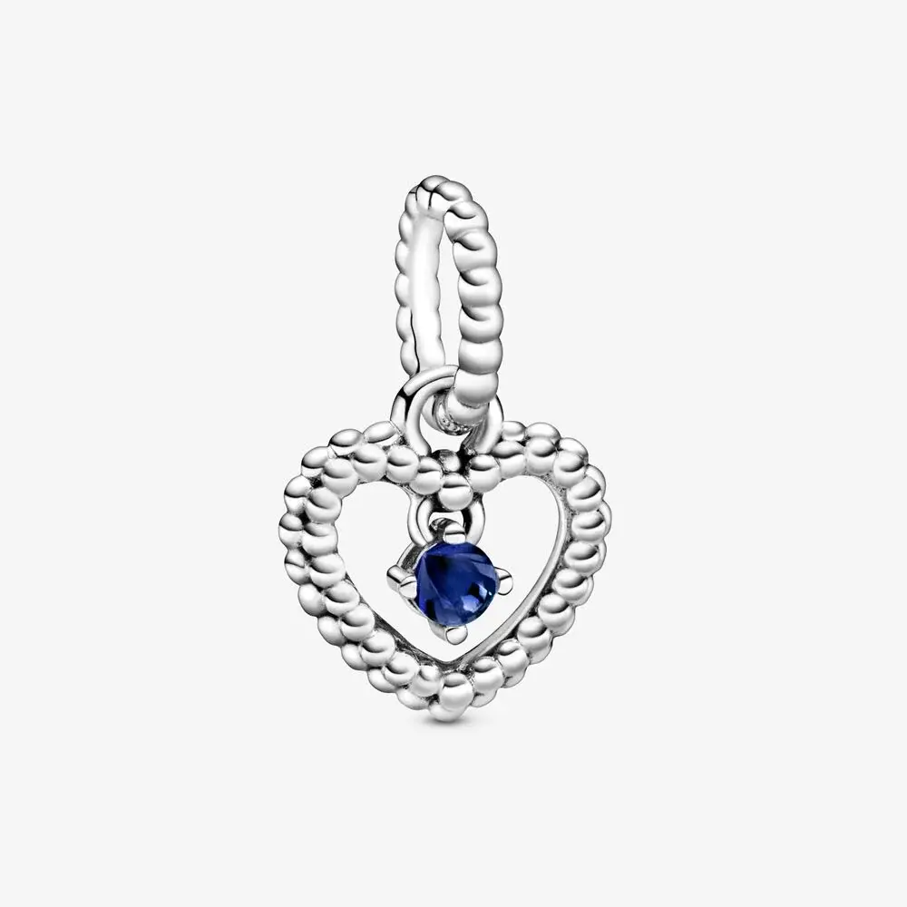 Bille coeur perlé, argent, cristal bleu roi - 798854C12 - Pandora