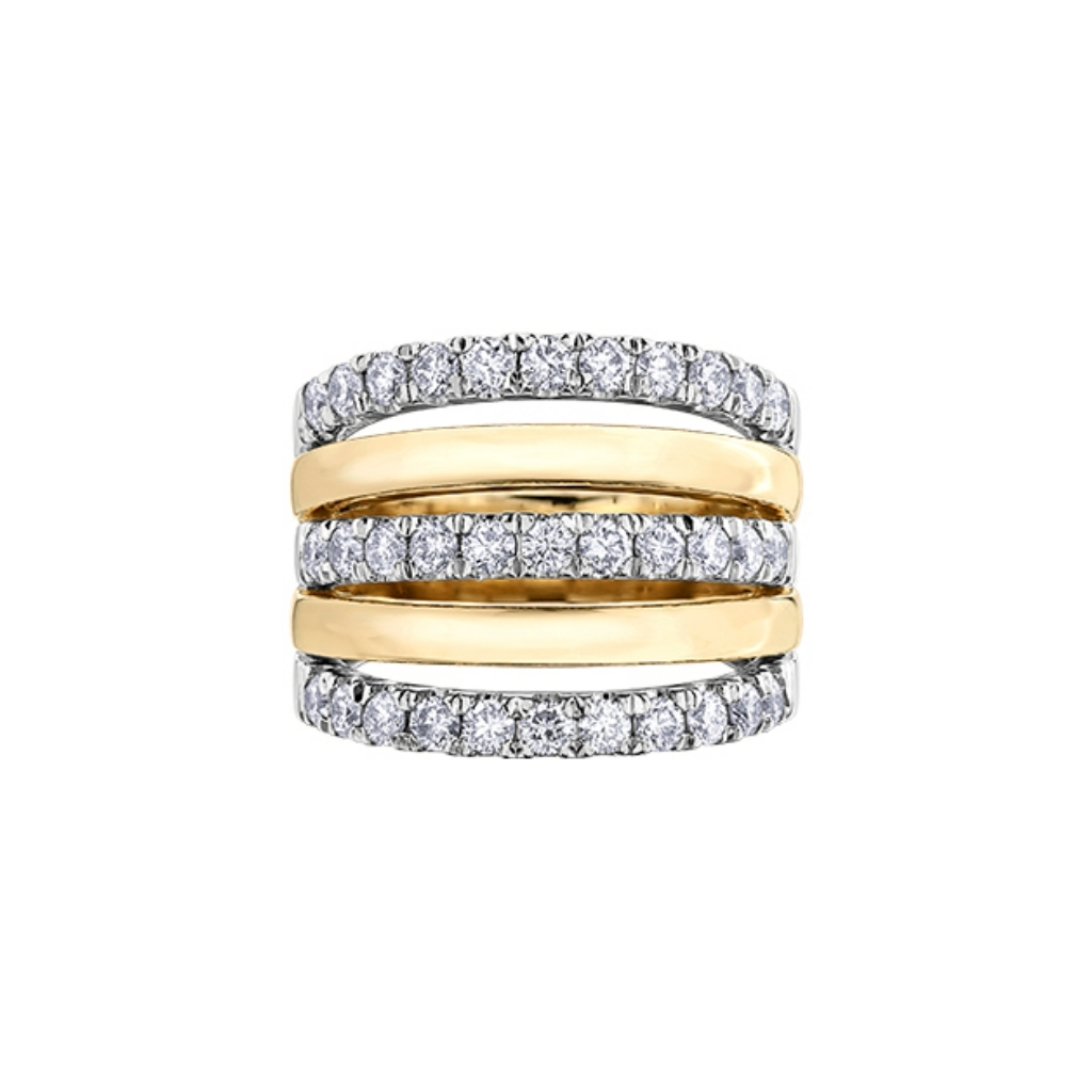 Bague or 2 tons jaune et blanc10 carats, 150 points de diamants total - DD7757YW - Corona