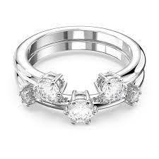 Bague métal rhodié, cristaux blancs gr: 55 - 5640961 - Swarovski