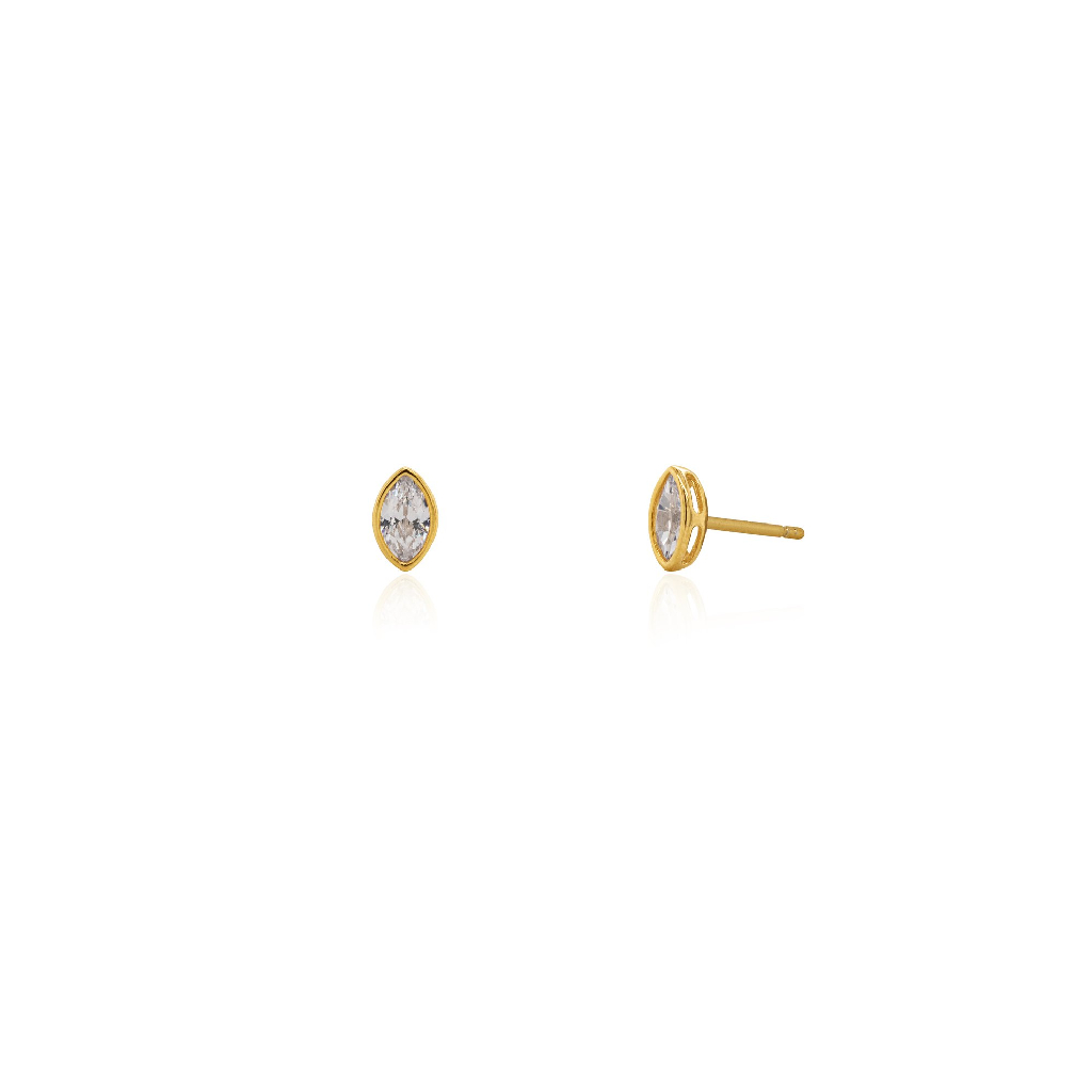 Boucles d'oreilles fixes or jaune 10 carats, zircons incolores - GE-10-1139 - Exclusivités