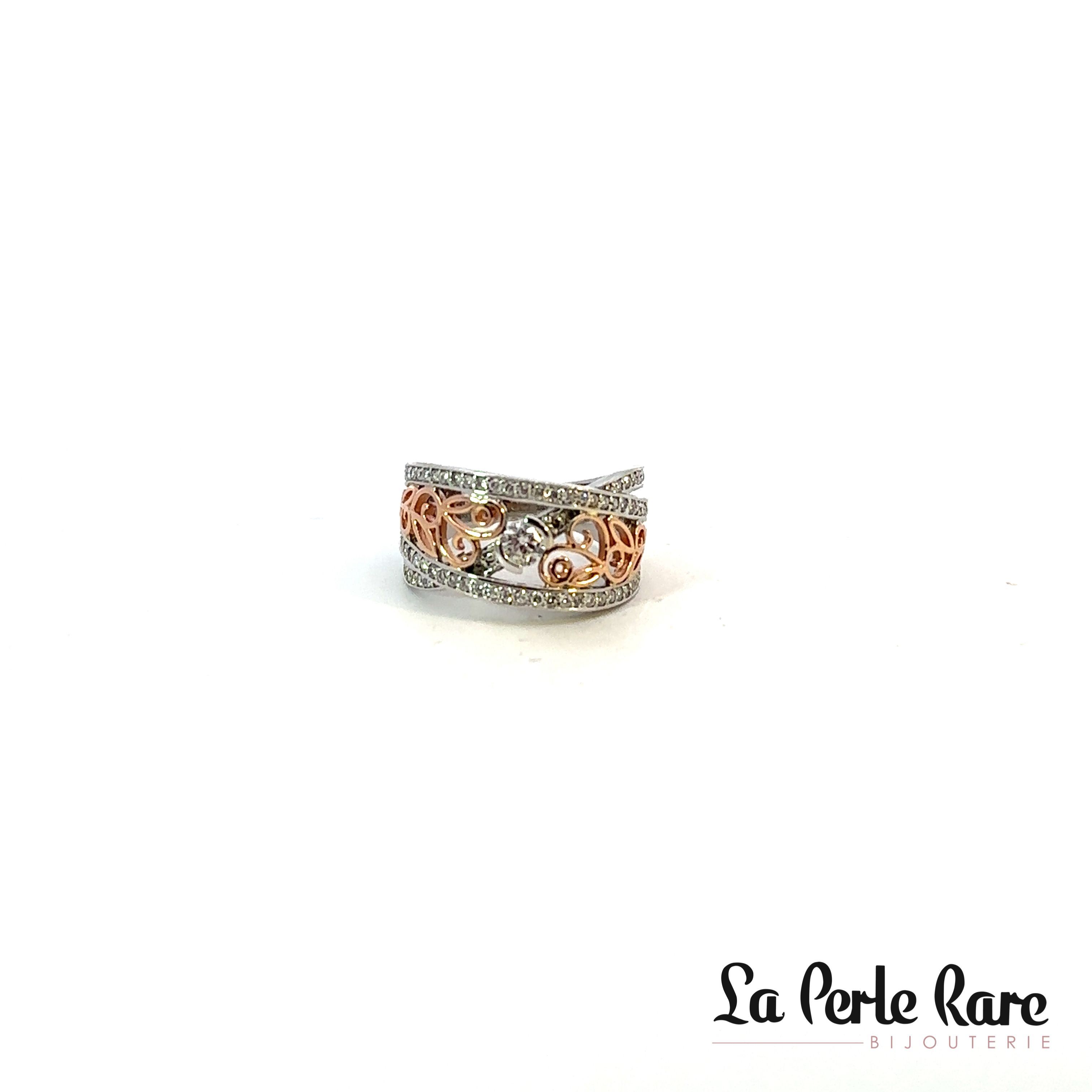 Bague deux tons (rose/blanc) avec 65 points de diamants total - L32249 - Libman