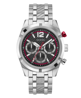 Montre acier inoxydable, fond noir/rouge - GW0714G1 - Guess