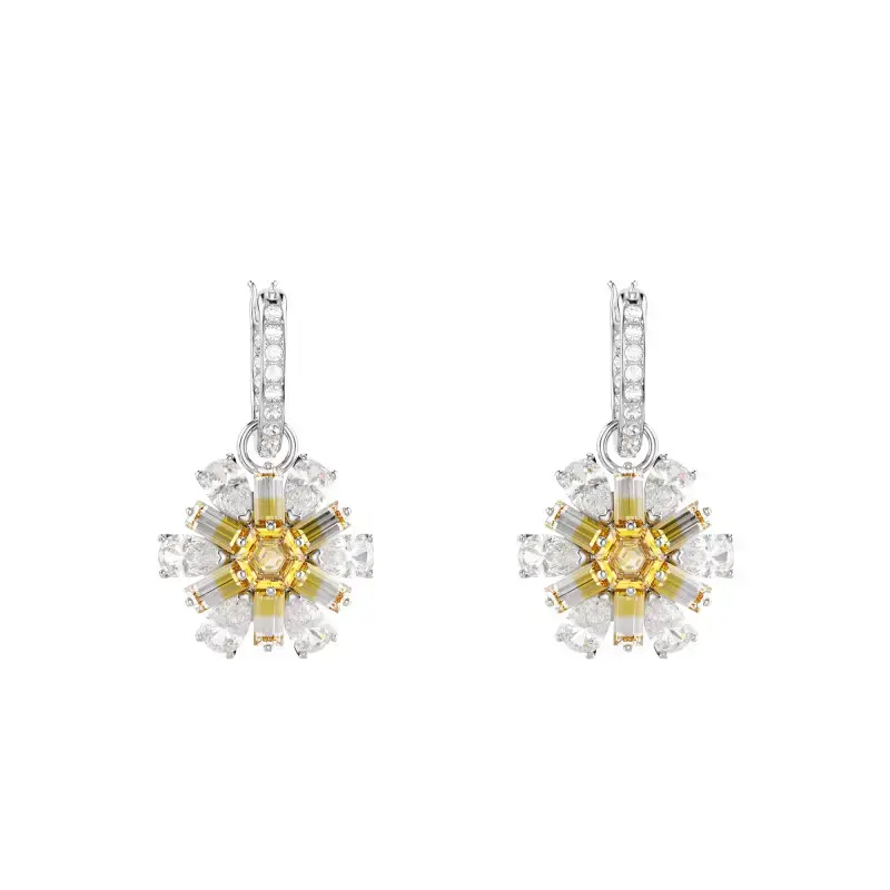 Anneaux métal rhodié, cristaux blancs/jaunes - 5683243 - Swarovski