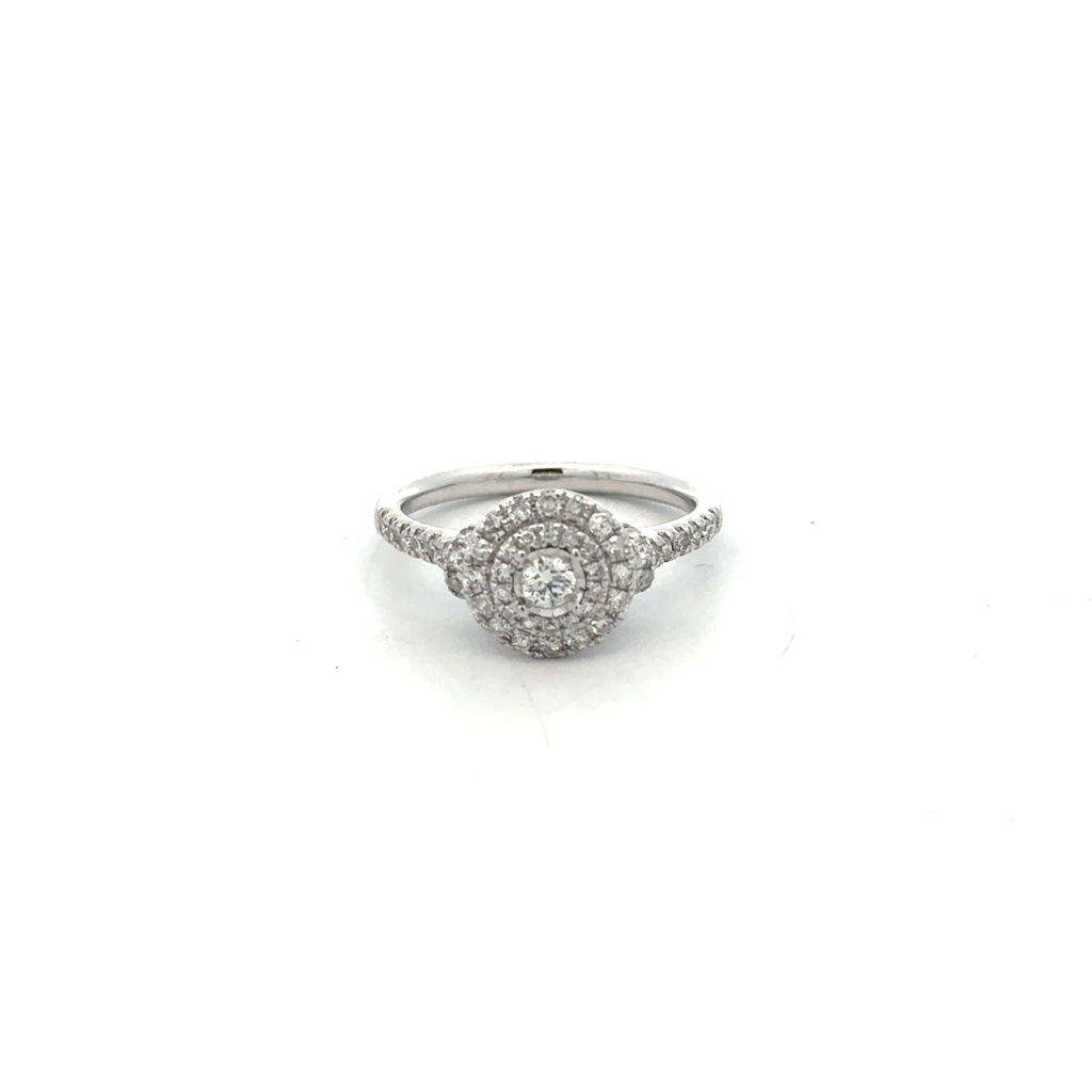 Bague or blanc 10 carats, 50 points de diamant total