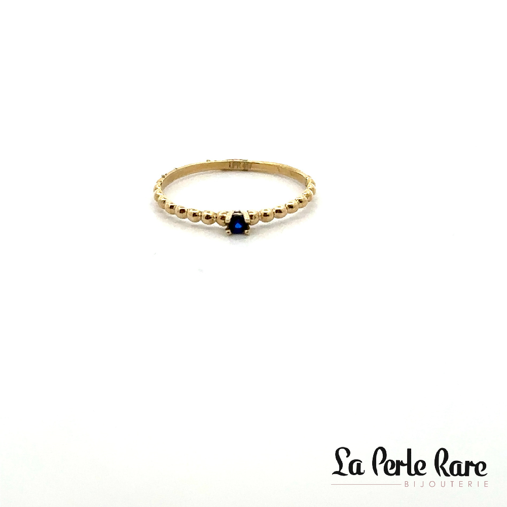 Bague or jaune, zircon bleu - RCK-37-BLEU - Exclusivités