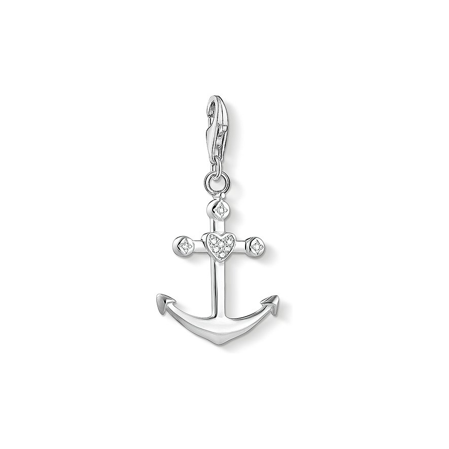 Charm ancre, argent, zircons incolores Charm ancre, argent, zircons incolores