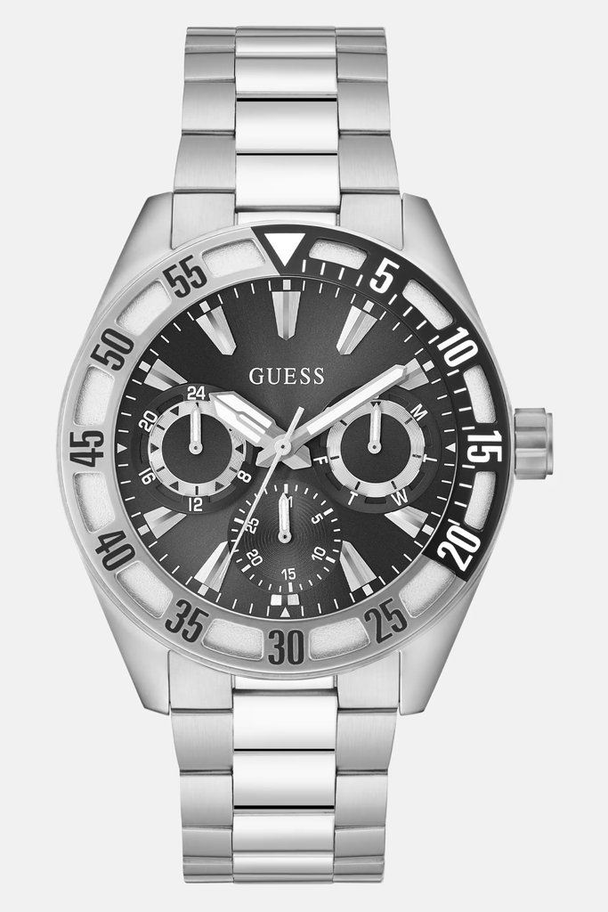 Montre acier inoxydable, fond noir