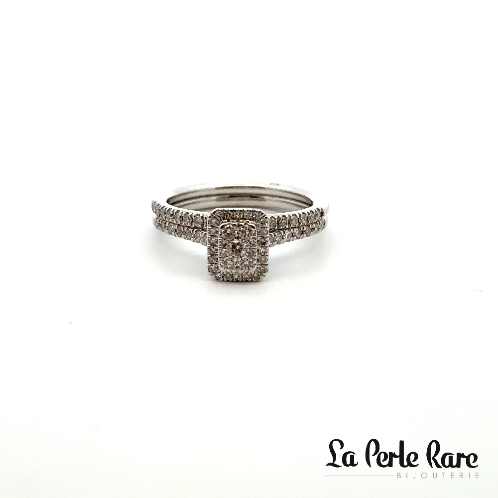 Ensemble d'alliances or blanc 10 carats, 50 points de diamants total - SKR28911-50RJ - Sk Diamonds