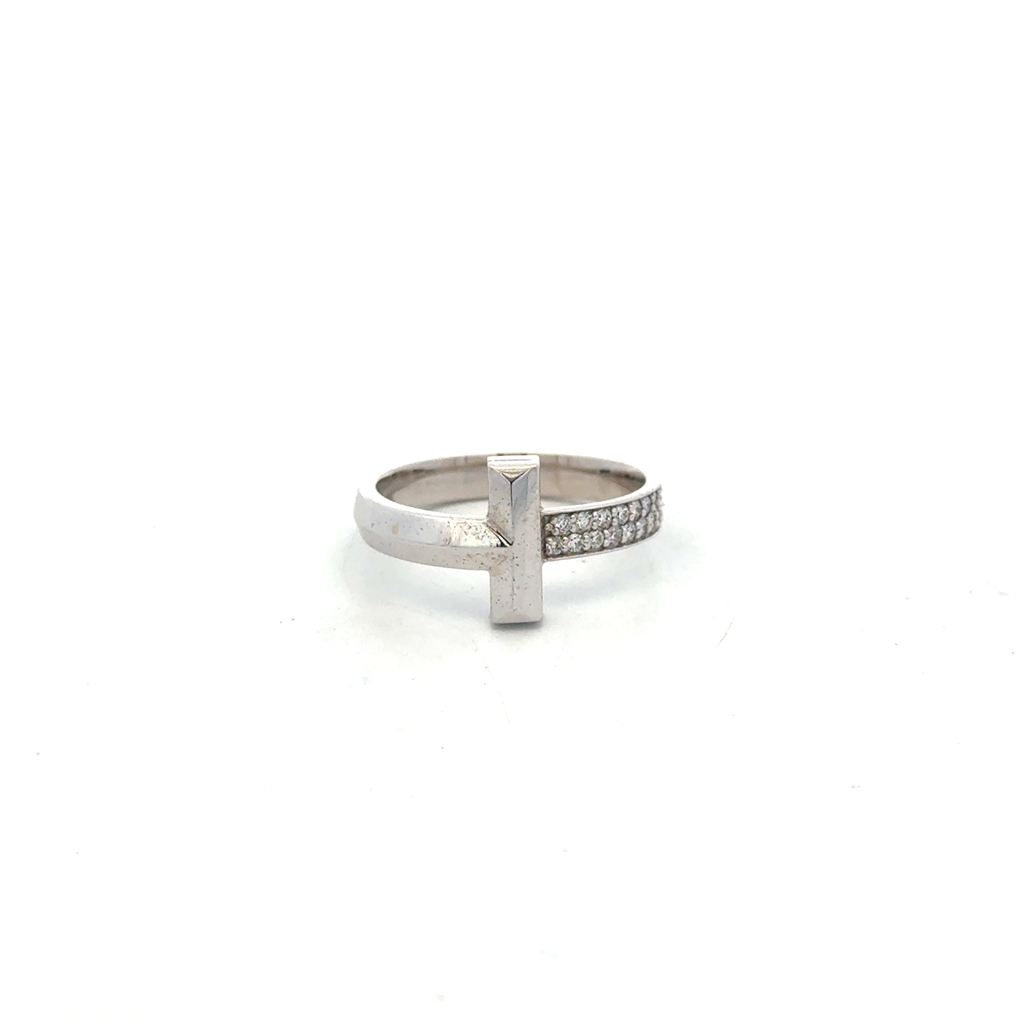Bague or blanc, diamants totalisant 16 points