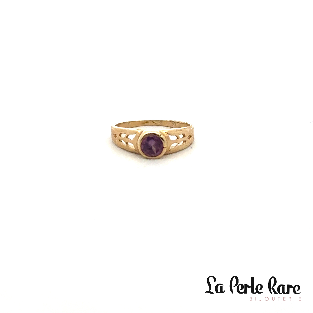 Bague or jaune 10 carats, zircon mauve - LPR-1057 - Exclusivités