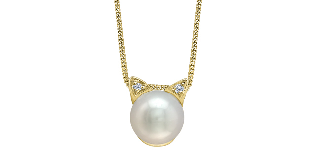 Collier or jaune 10 carats, perle, 1 point de diamant total - DD8233YPEA - Corona