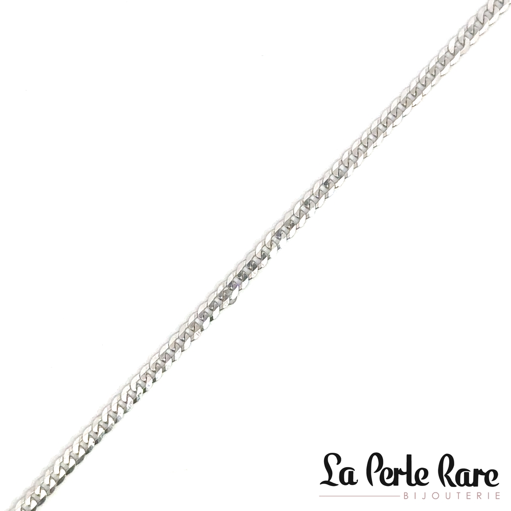 Bracelet gourmette, or blanc 10 carats - LPR-2736 - Exclusivités