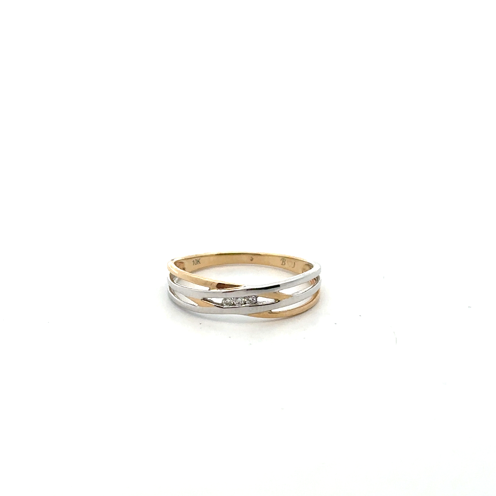Bague or 2 tons (jaune et blanc) 10 carats, 3 points de diamant total - BJ7301 - Exclusivités