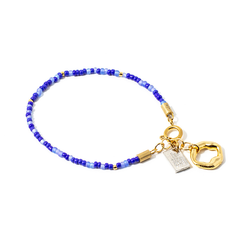 Bracelet étain, or , verre - ABRA-BLEU - Anne-marie Chagnon