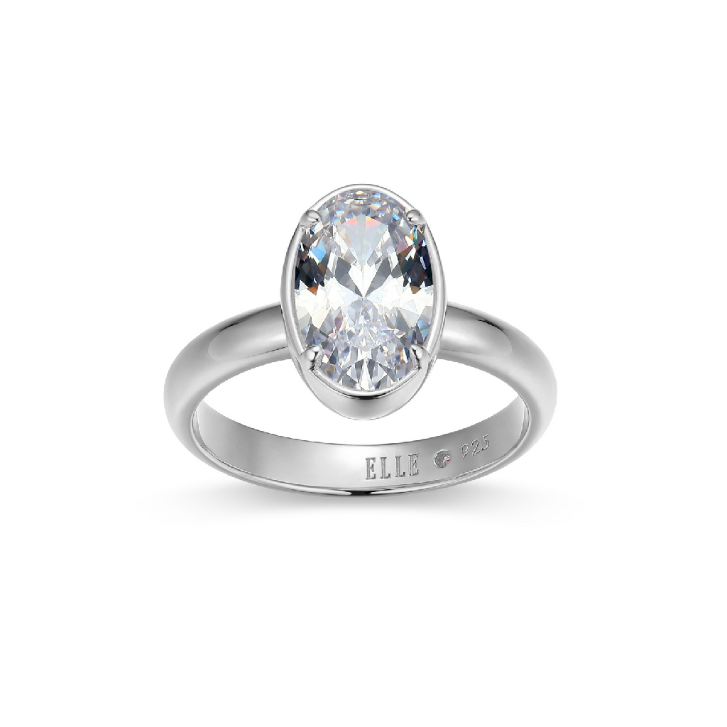 Bague Serenelle, argent rhodié, zircon incolore