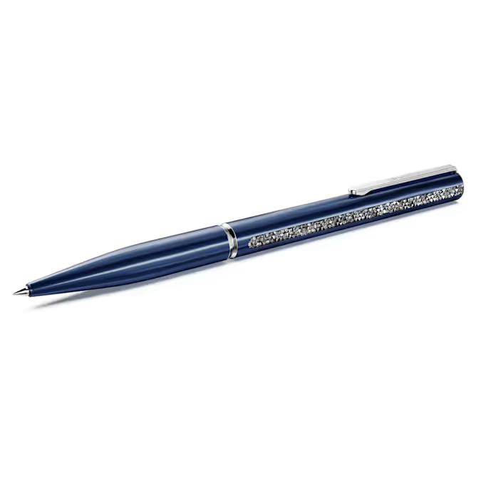 Stylo métal bleu marin, cristaux incolores