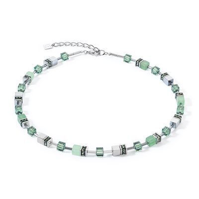 Collier acier, cristaux verts - 4017-10-0500 - Coeur De Lion