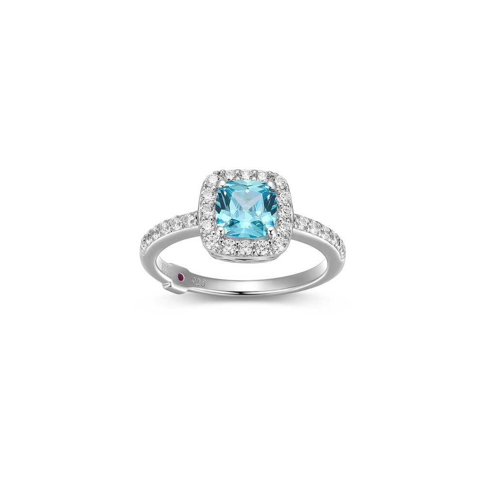 Bague argent rhodié, zircons blancs/bleu - R4LAHP25A8 - Elle