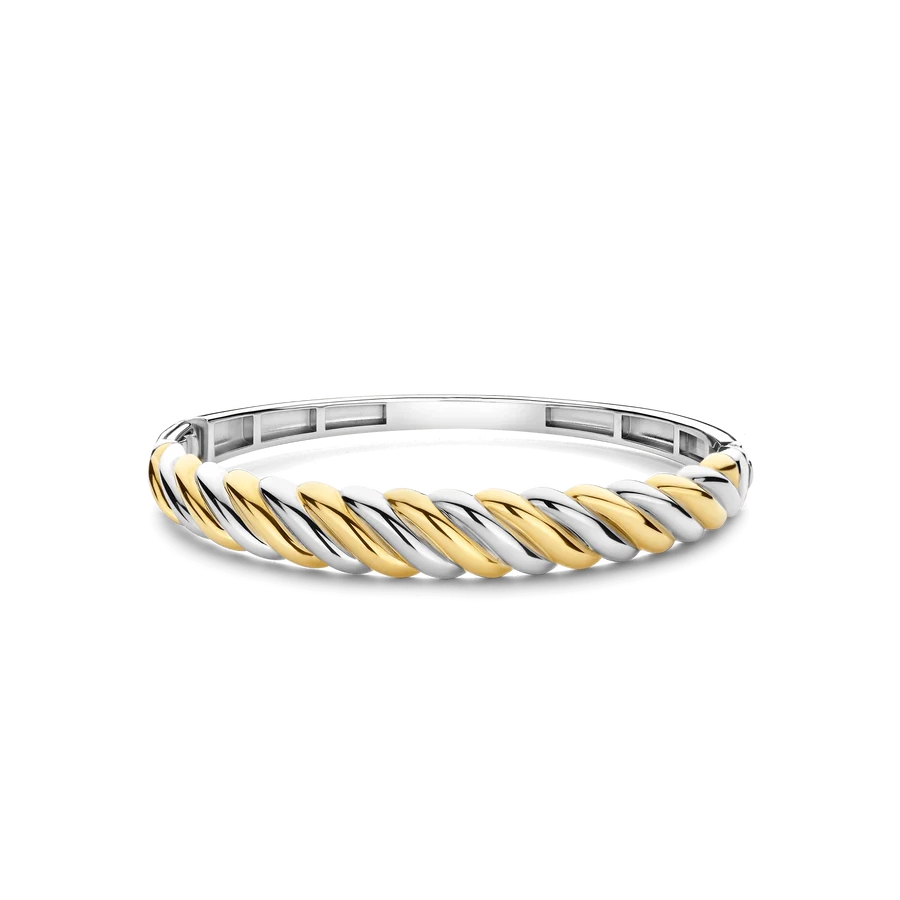 Bracelet rigide, argent 2 tons (blanc et jaune) - 23078SY - Ti Sento