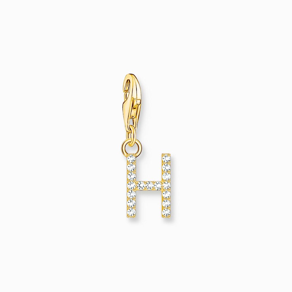 Charm lettre h, argent doré, zircons - 1971-414-14 - Thomas Sabo