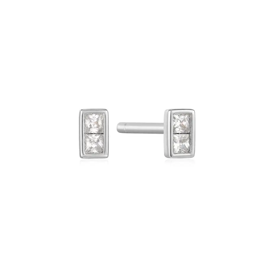 Boucles d'oreilles fixes argent rhodié avec zircons - E037-02H - Ania Haie